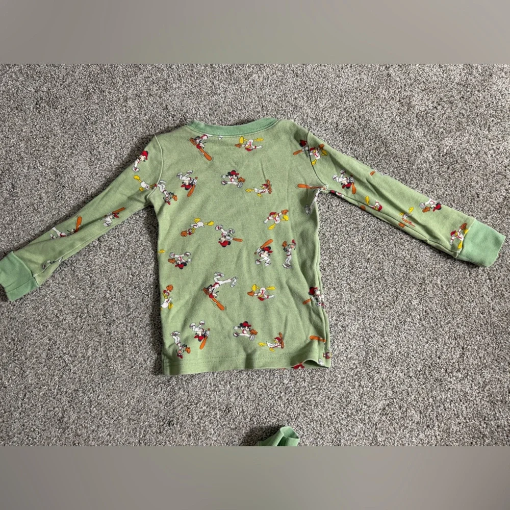 Janie and Jack Good Night Pajama in Disney Mickey Mouse Baseball Green Size 3